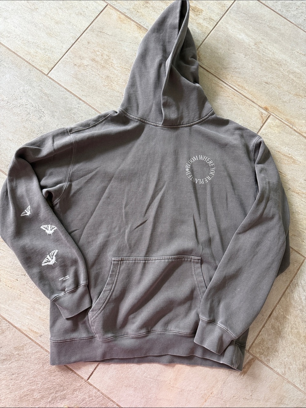Portland Gear Unisex Gray “Bloom where you are planted” Hoodie Sweatshirt -